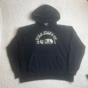 Vintage polo ralph Lauren jeans men's black‎ hoodie boxy Y2K skate L